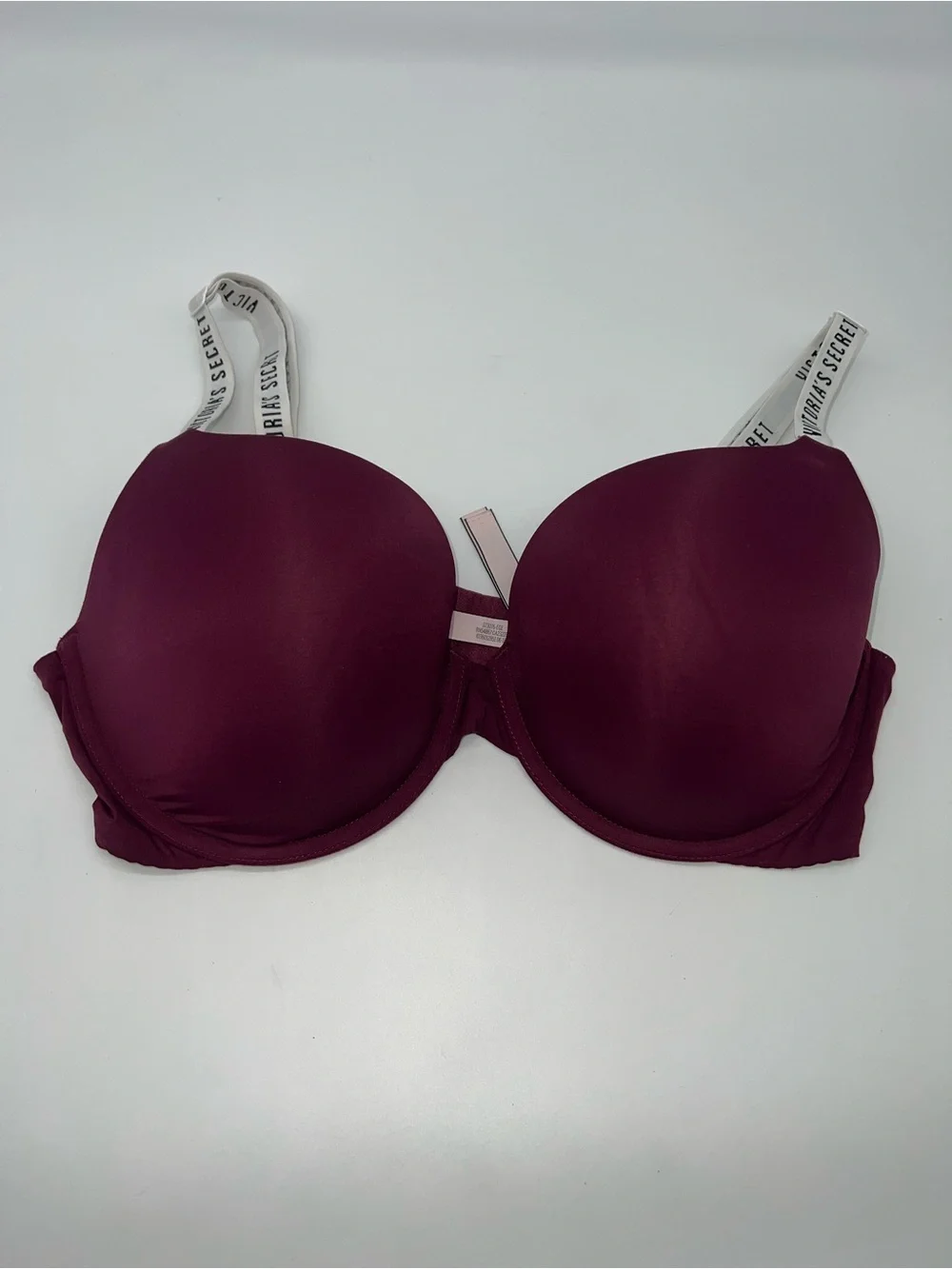 Victoria's Secret Bra Burgandy T-Shirt Push Up Full Coverage Logo Strap-38D